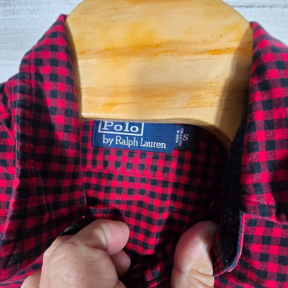 Polo Ralph Lauren Button Up Flannel Shirt Small Men's Red Black Check Long Sleev - Picture 7 of 8